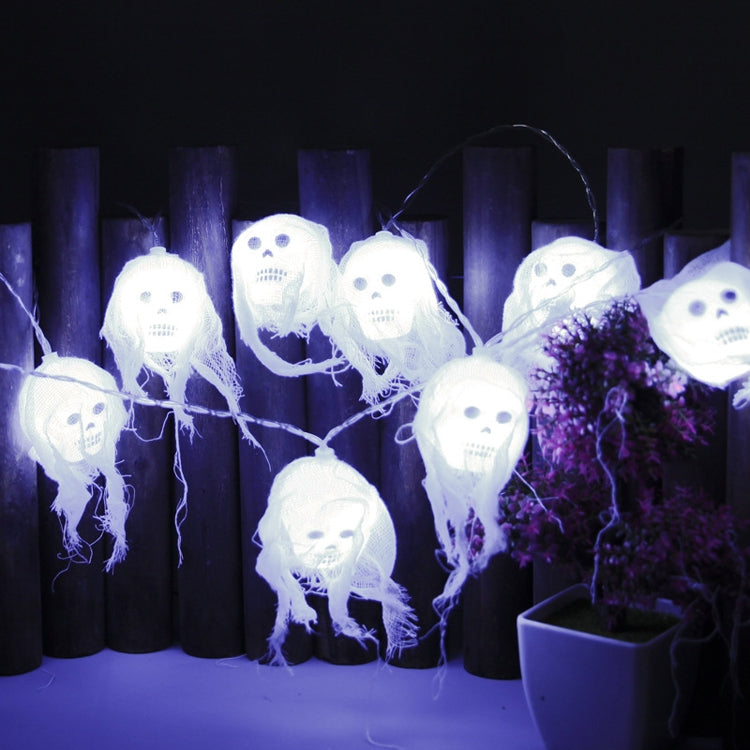 Halloween LED White Yarn Skull Ghost Festival Horror Atmosphere Decorative Lights, Style: