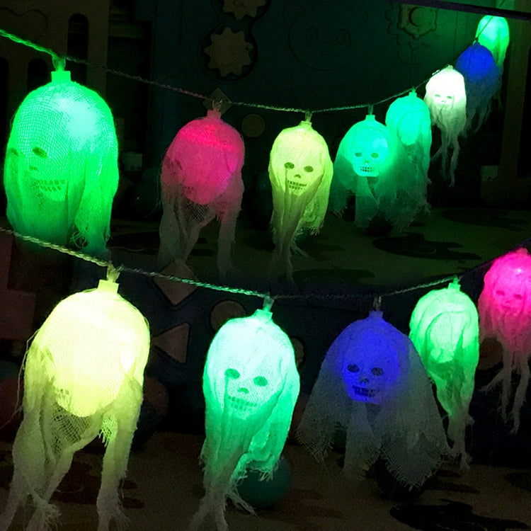 Halloween LED White Yarn Skull Ghost Festival Horror Atmosphere Decorative Lights, Style: