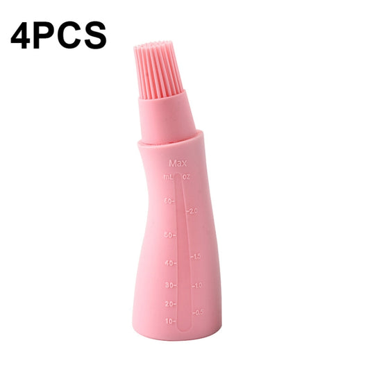 4 PCS Silicone Crooked Barbecue Oil Bottle Brush With Scale