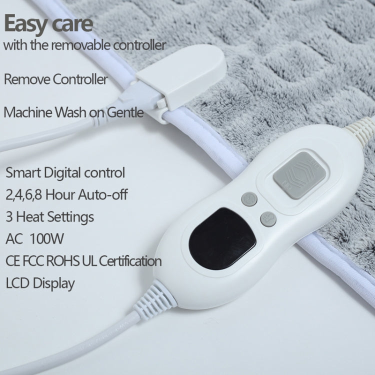 100W  Flannel Electric Heating Blanket With Thermostat Timer Switch,Style: