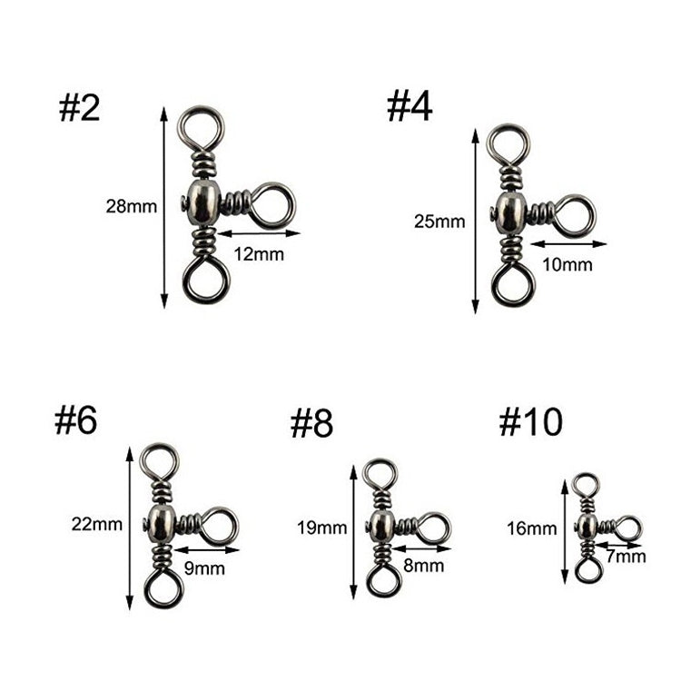 115 PCS / Box Bottle-Shaped Three-Pronged Swivel Stainless Steel Fishing Character Ring