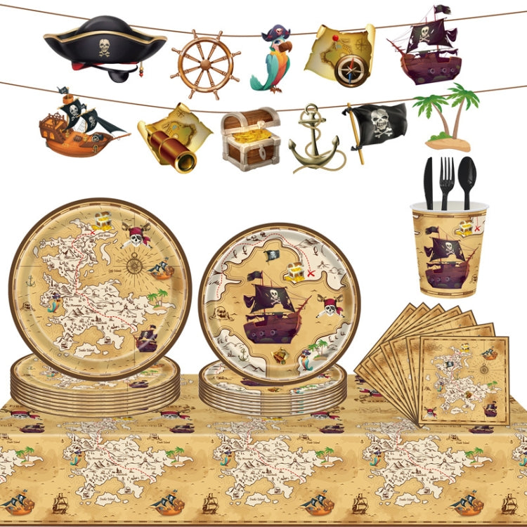 Pirate Treasure Hunt Themed Disposable Tablecloth Paper Plate Party Supplies Set My Store