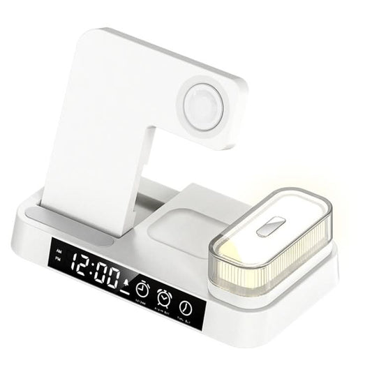 A37 30W 3-in-1 Wireless Charging Phone Stand with RGB Night Light & Alarm Clock Function