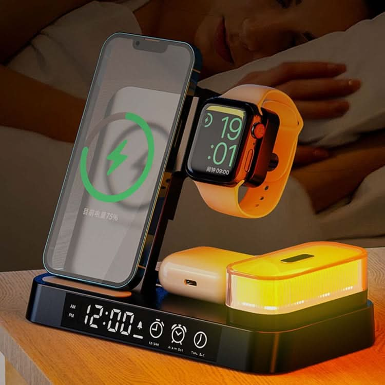 A37 30W 3-in-1 Wireless Charging Phone Stand with RGB Night Light & Alarm Clock Function