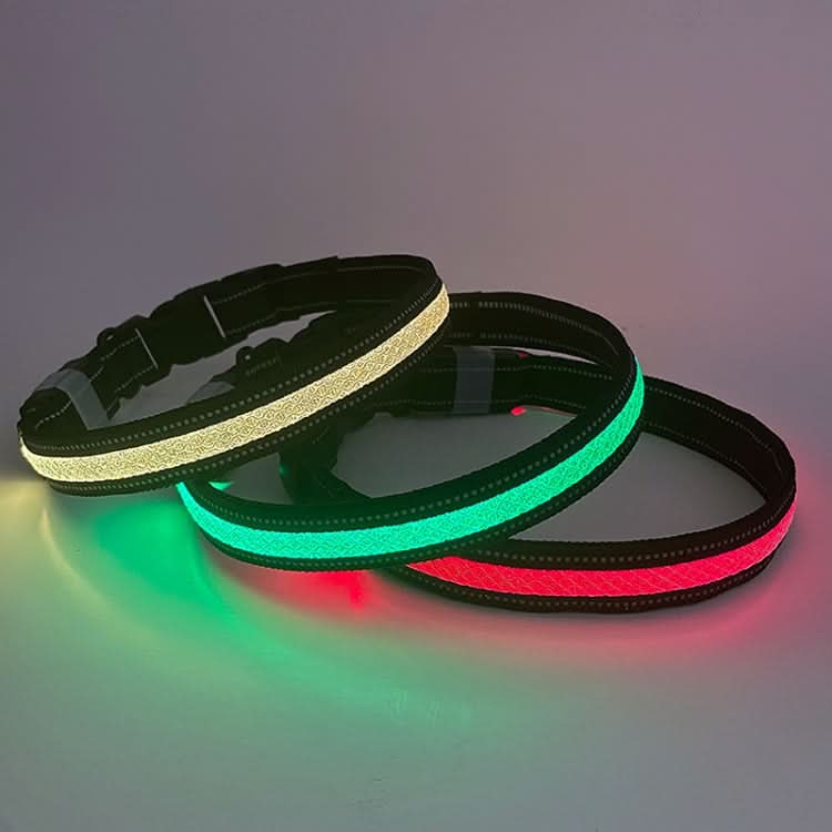 LED Rechargeable Wear-resistant and Waterproof Pet Lighting Collar, Size: - Reluova