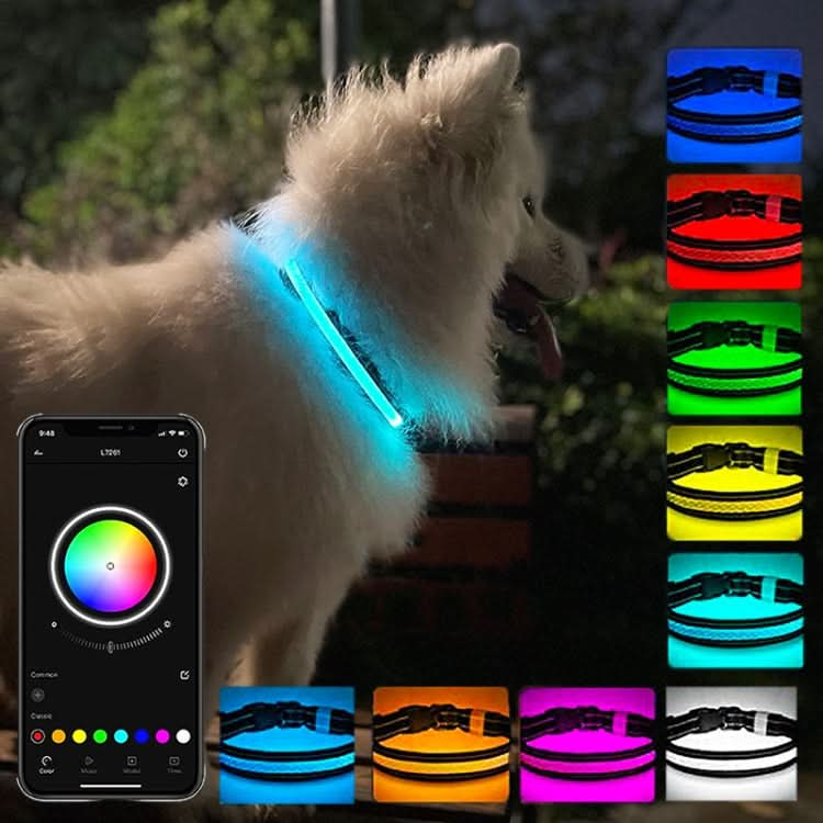 LED Rechargeable Wear-resistant and Waterproof Pet Lighting Collar, Size: - Reluova