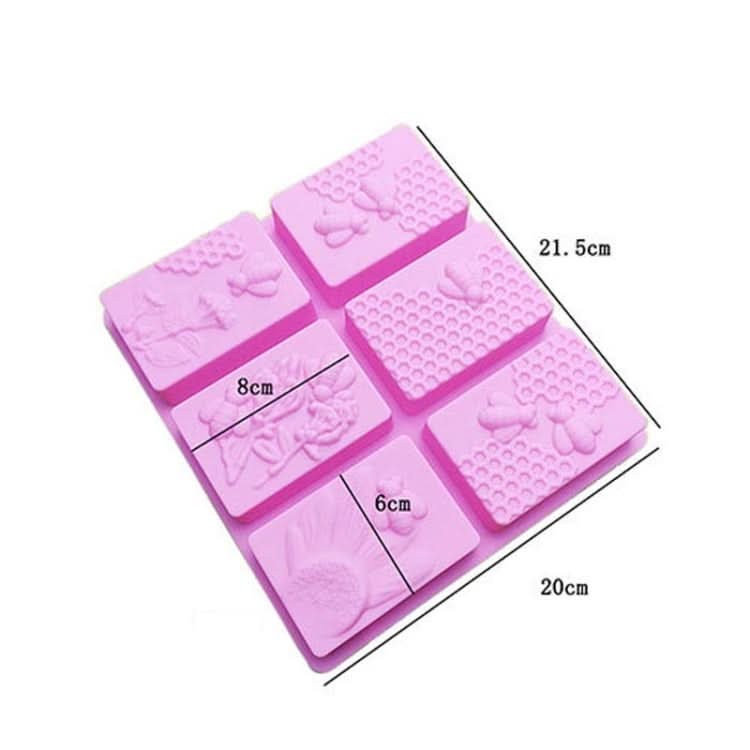 6 Grid  Square Honeycomb Ice Cube Cake Mould Square Handmade Soap Mould-Reluova