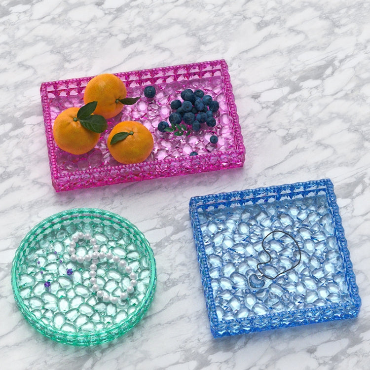 DIY Round and Square Diamond Pattern Storage Tray Silicone Mold, Specification: Rectangular My Store