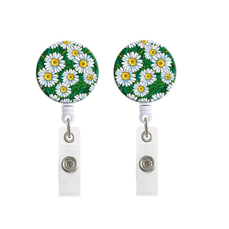 2 PCS Retro Fresh Small Floral Retractable Badge Reel Name Tag Card Badge-Reluova