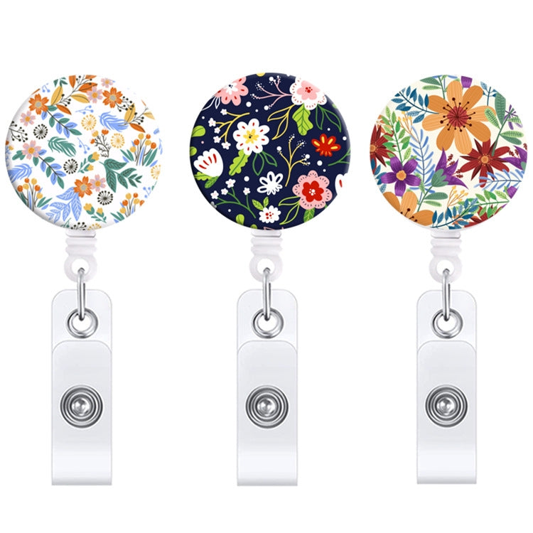 2 PCS Retro Fresh Small Floral Retractable Badge Reel Name Tag Card Badge-Reluova