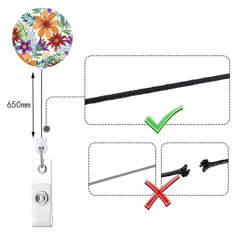 2 PCS Retro Fresh Small Floral Retractable Badge Reel Name Tag Card Badge-Reluova