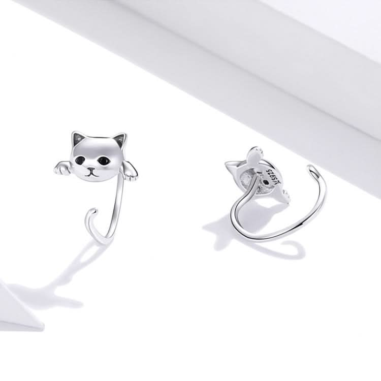 SCE965 925 Silver Cat Earrings Animal Shaped Earrings Reluova