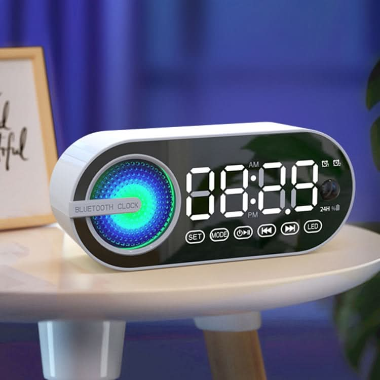 RBT-G30 Mirror Colorful Light Effect Subwoofer Bluetooth Alarm Clock Audio, Spec: