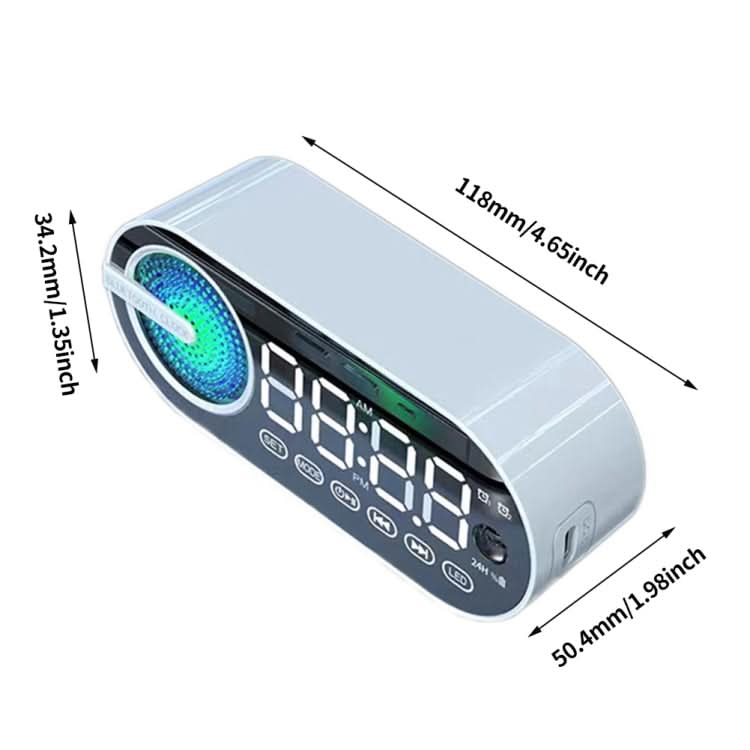 RBT-G30 Mirror Colorful Light Effect Subwoofer Bluetooth Alarm Clock Audio, Spec: