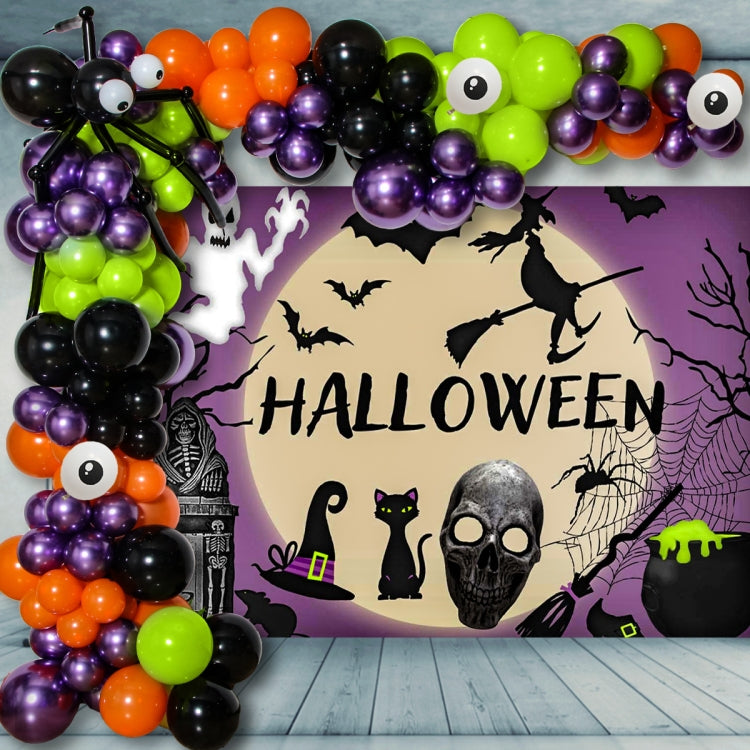 Halloween Spider Balloon Chain+Background Cloth Decoration Set