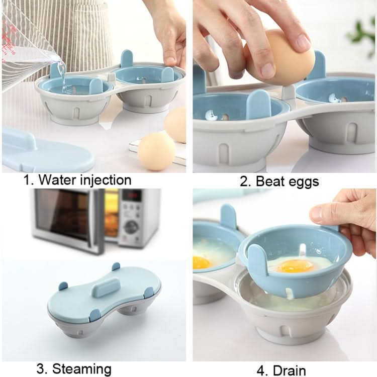 Two-compartment Steamed Egg Box Microwave Steamed Egg Plate  Egg Mold Reluova