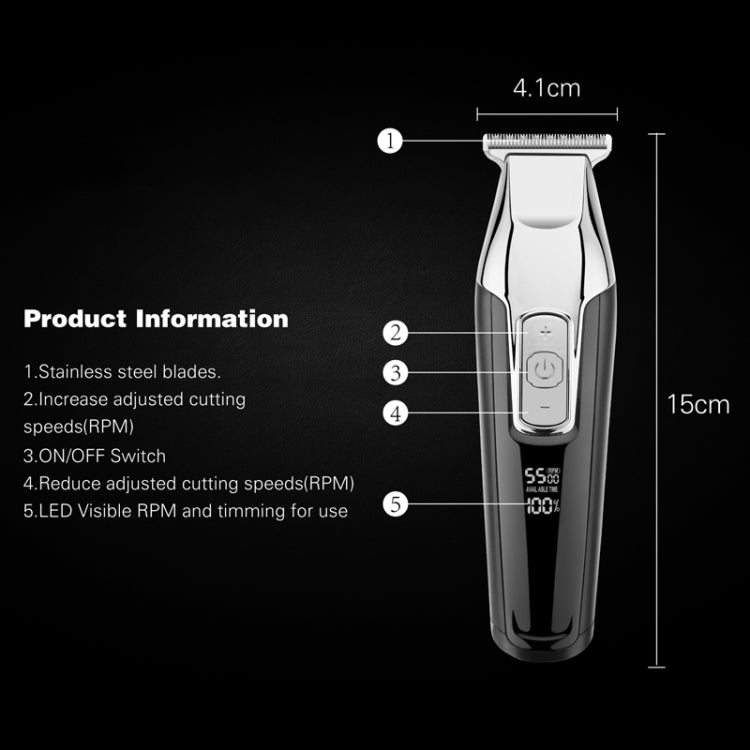 WMARK C24-HC011 USB Engraving Scissor LED Display Rechargeable Hair Clipper, EU Plug