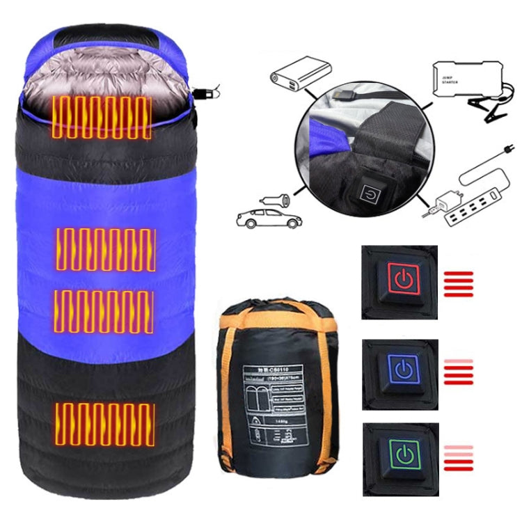 USB Electric Heating Down Cotton Sleeping Bag 3-speed Temperature Adjustment