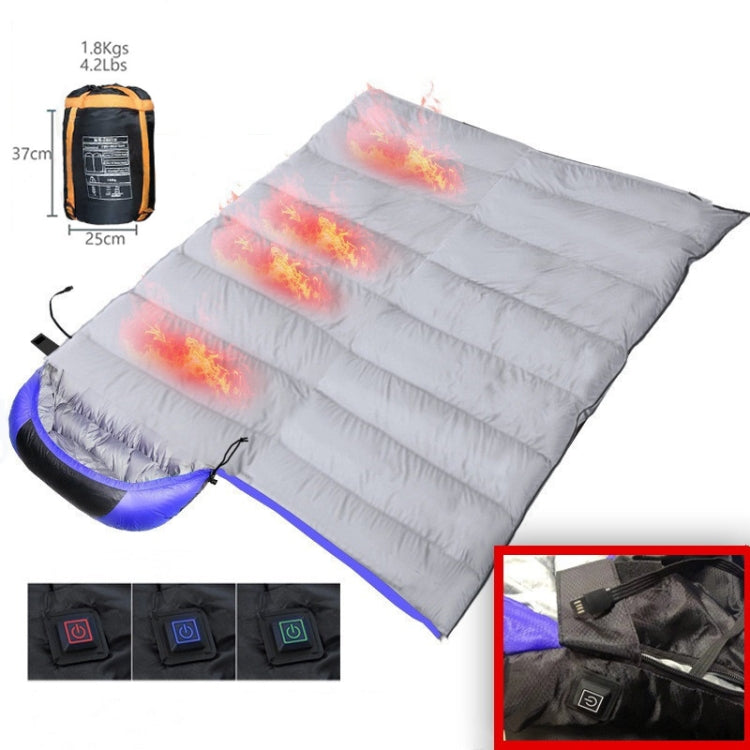 USB Electric Heating Down Cotton Sleeping Bag 3-speed Temperature Adjustment