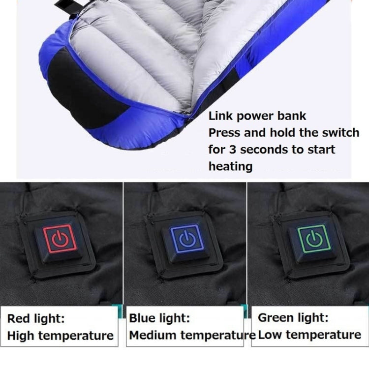 USB Electric Heating Down Cotton Sleeping Bag 3-speed Temperature Adjustment