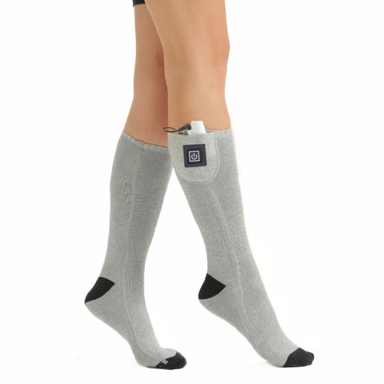 3-speed Temperature Regulation Electric Heating Socks Long Tube Warm Socks With Battery Box Black Reluova