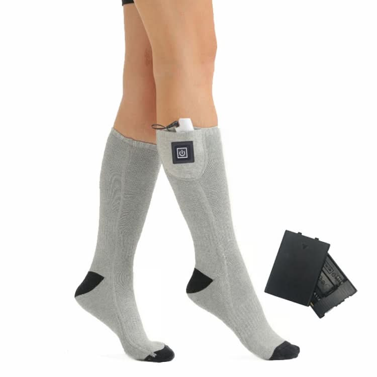 3-speed Temperature Regulation Electric Heating Socks Long Tube Warm Socks With Battery Box Black Reluova