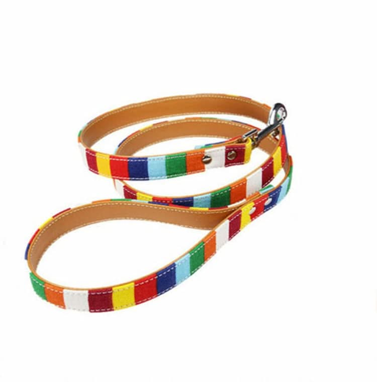 Canvas + PU Colorful Strip Pet Dog Leash - Reluova