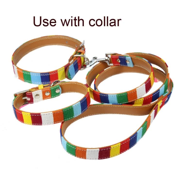 Canvas + PU Colorful Strip Pet Dog Leash - Reluova