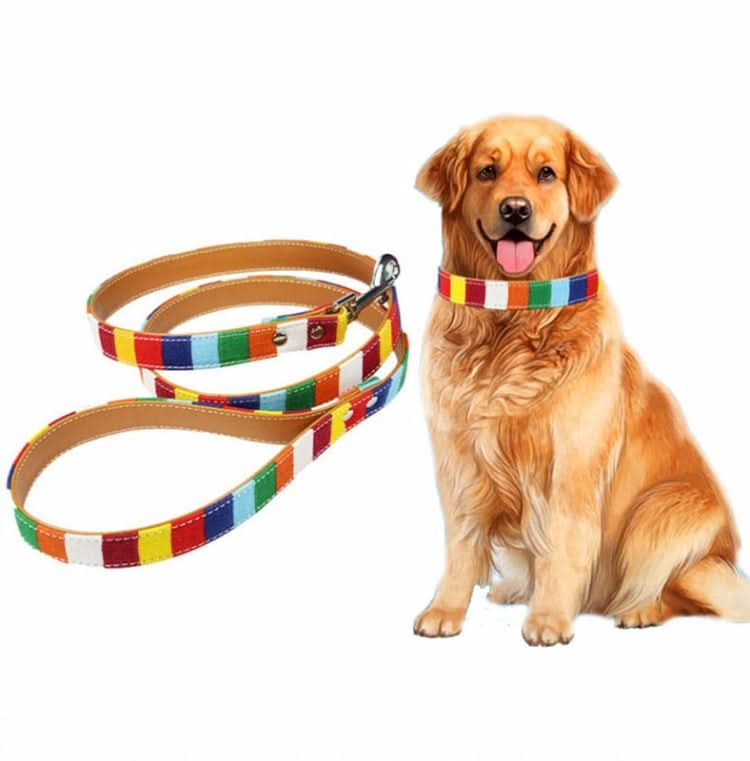 Canvas + PU Colorful Strip Pet Dog Leash - Reluova