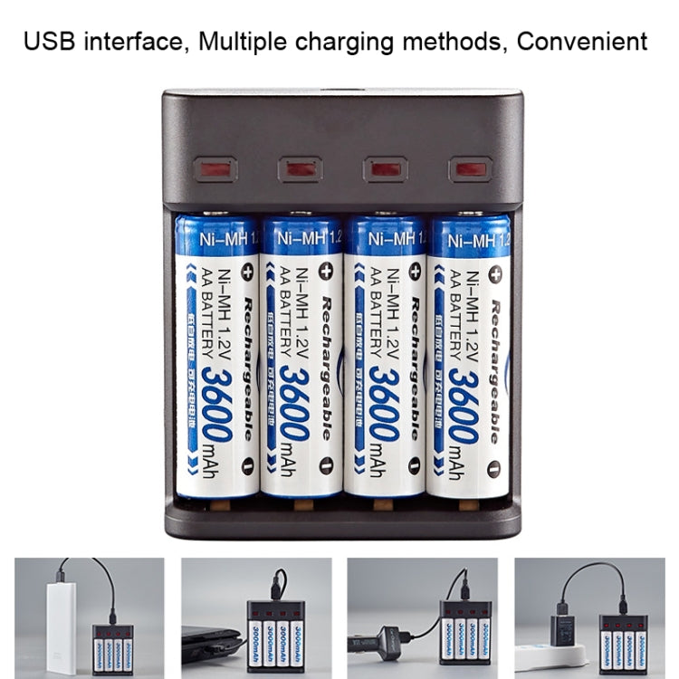 BMAX BH-804U 1.2V AA/AAA Rechargeable Battery Independent 4 Slot USB Charger