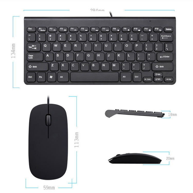 K168 Mini Portable Chocolate Button Wired Keyboard Mouse Set My Store