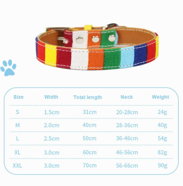 Canvas+PU Colorful Strip Pet Dog Collar - Reluova