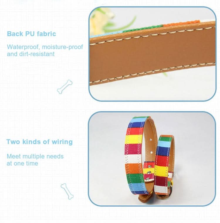 Canvas+PU Colorful Strip Pet Dog Collar - Reluova