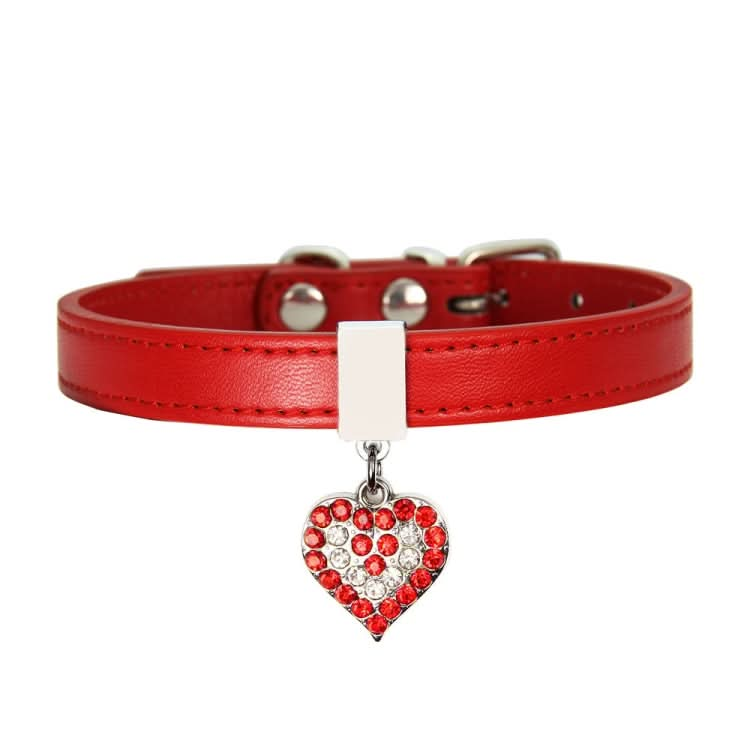 Heart Shaped Pendant PU Leather Dog Collar Pet Dog Leash - Reluova