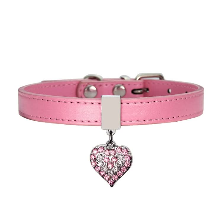 Heart Shaped Pendant PU Leather Dog Collar Pet Dog Leash - Reluova