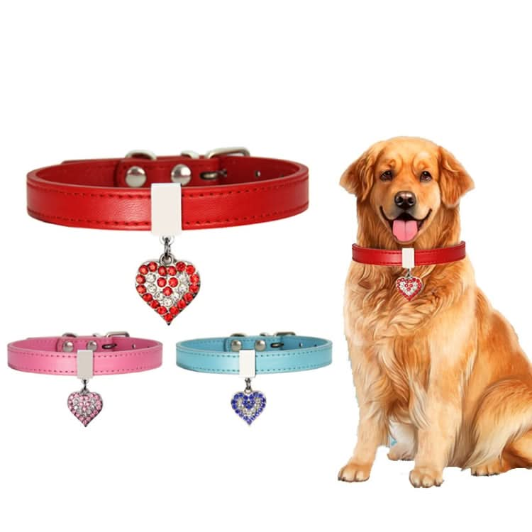 Heart Shaped Pendant PU Leather Dog Collar Pet Dog Leash - Reluova