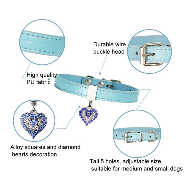 Heart Shaped Pendant PU Leather Dog Collar Pet Dog Leash - Reluova