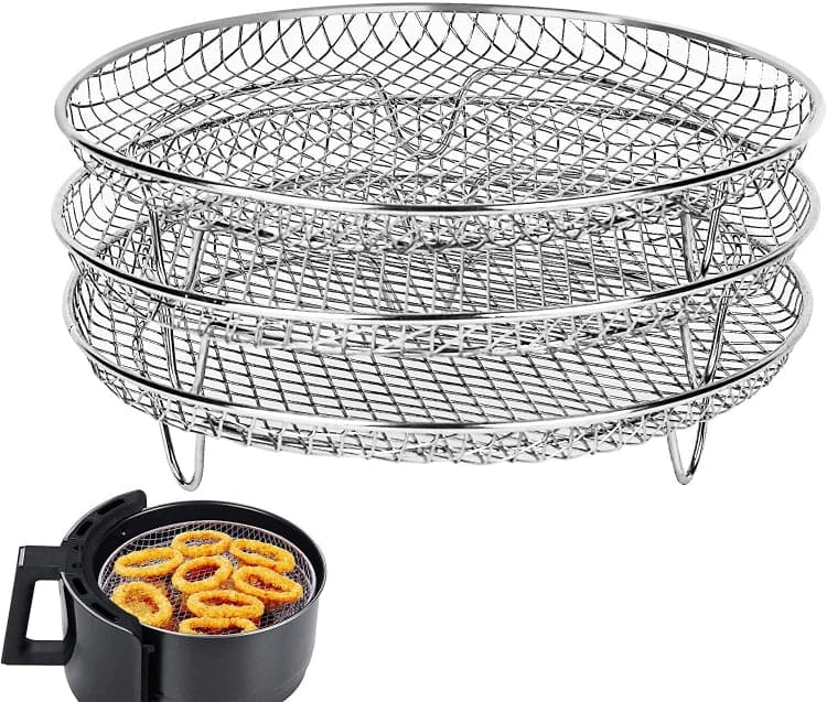 Air Fryer Accessories 8-inch Three Layer Round Grill Steam Rack