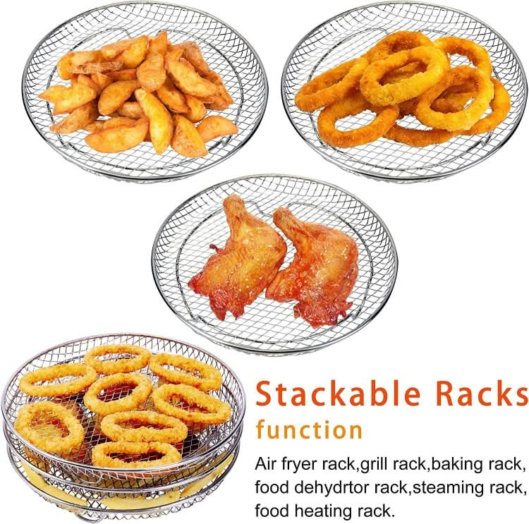 Air Fryer Accessories 8-inch Three Layer Round Grill Steam Rack