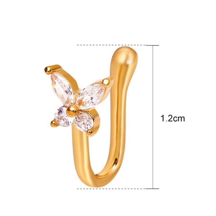 Butterfly Nose Clip Copper Inlaid Zircon U-shaped Nose Decoration Reluova