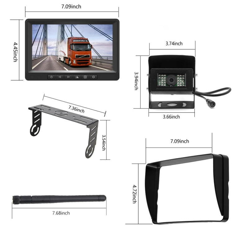 K0205 7 Inch Digital Wireless Car Display Night Vision Reverse Camera Screen