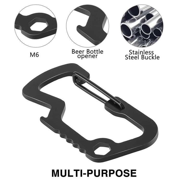 Outdoor Multifunctional Stainless Steel D-Type Carabiner Bottle Opener Reluova