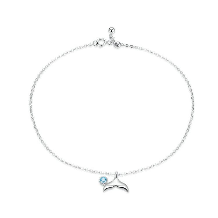 SCT004 Mermaid Tail Anklet Simple White Gold Plated Ladies 925 Silver Anklet Reluova