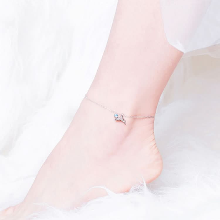 SCT004 Mermaid Tail Anklet Simple White Gold Plated Ladies 925 Silver Anklet Reluova