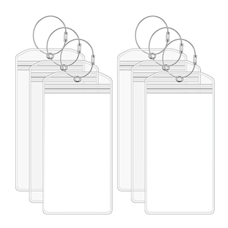 6 PCS QD-2501 Stainless Steel Key Ring Transparent PVC Luggage Tag My Store