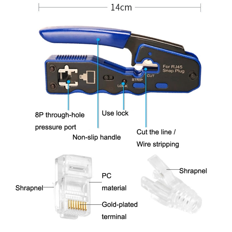 Rj45 8P Through-hole Connector Jacket Network Tool Wire Stripper Set My Store