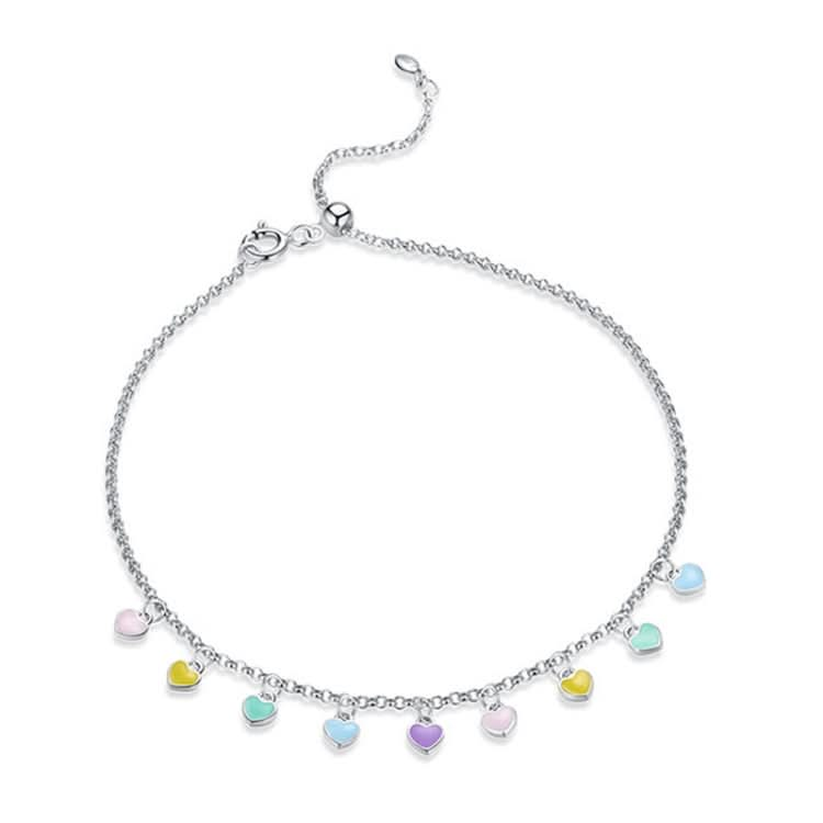 SCT020 Rainbow Love Silver Anklet S925 Silver Anklet Reluova