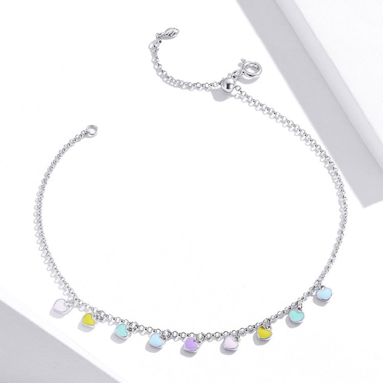 SCT020 Rainbow Love Silver Anklet S925 Silver Anklet Reluova