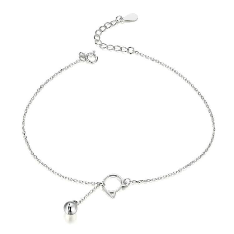 SCT003 Cat Bell 925 Silver Anklet White Gold Plated Simple Ladies Anklet Reluova