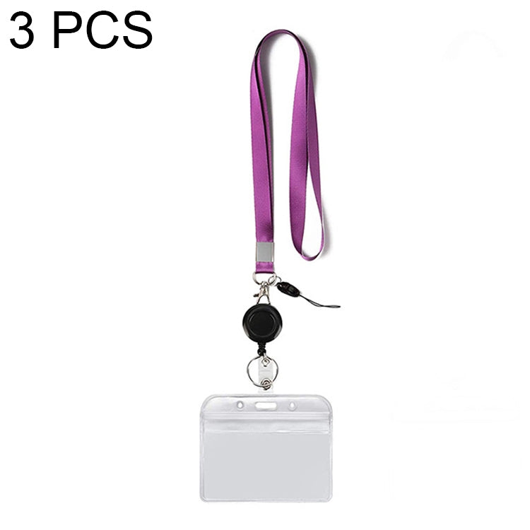 3 PCS TZ-003 Transparent PVC Horizontal ID Card Holder Badge My Store